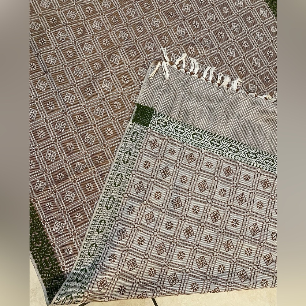 Rectangular Brown Patterned Table Runnner - Picture 8 of 9